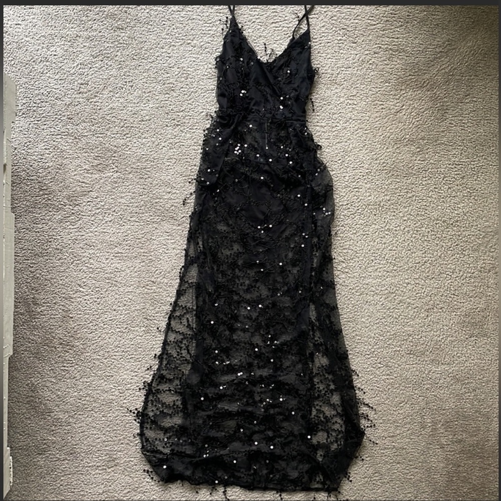 Yoins tassel sequins slit hem maxi dress